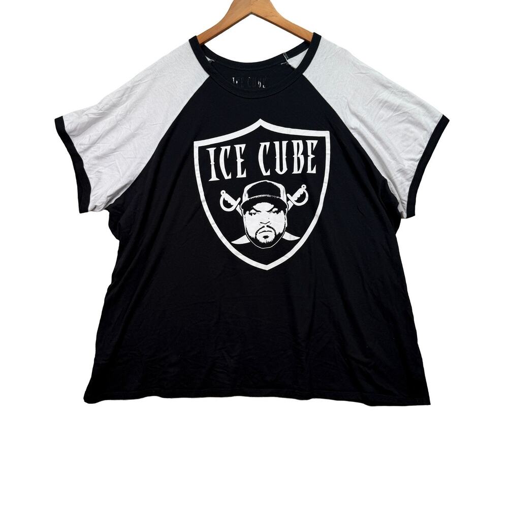Ice Cube Rap Tee Hip Hop Raglan Shirt Raiders Logo NWA Compton West Side 2XL